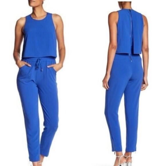Ted Baker Royal Blue Heidey Cinch Waist Sleeveless Zip Ankle Jumpsuit - 3 / US 8 - Picture 1 of 9